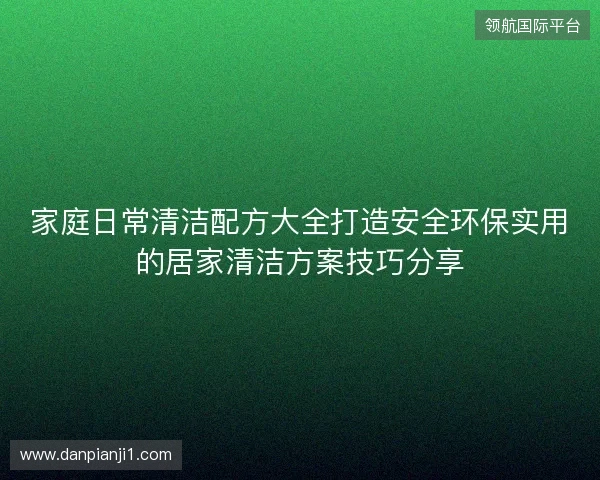 家庭日常清洁配方大全打造安全环保实用的居家清洁方案技巧分享